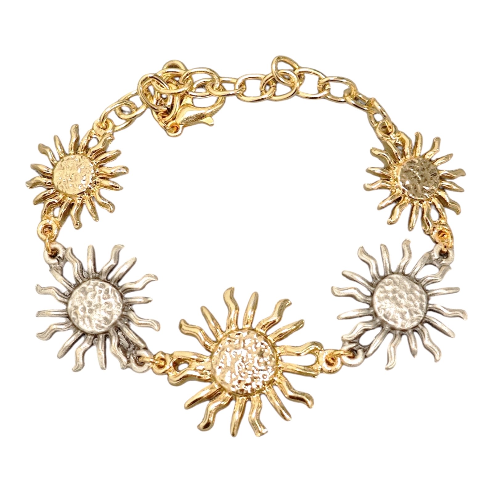 Bracelet Créateur \'Cléopatra\' gris doré - 24 mm (soleils) - [S1913]