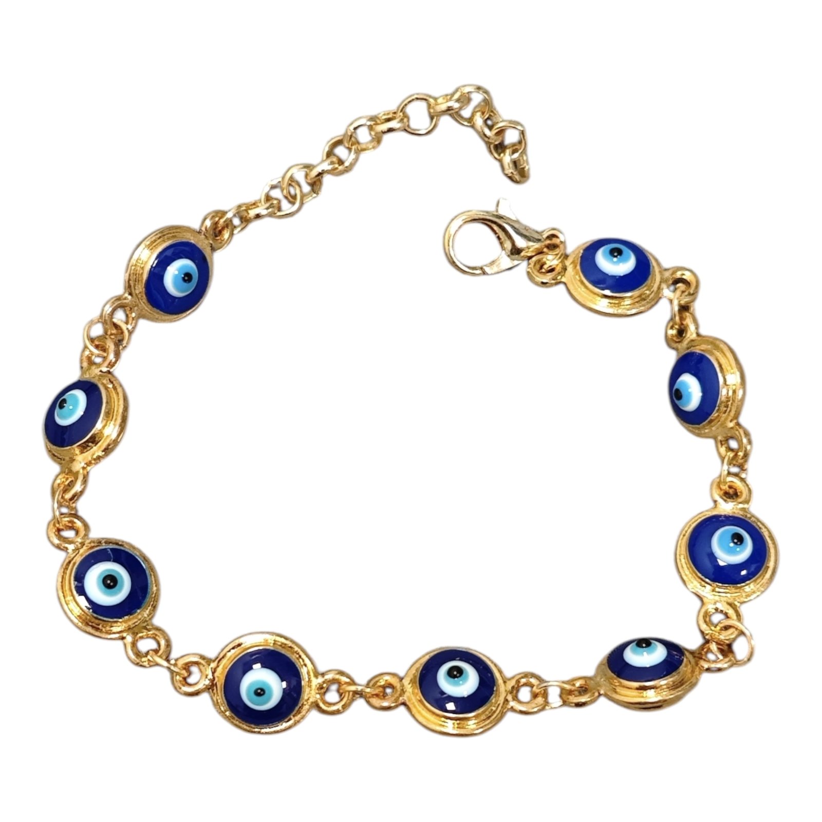 Bracelet Créateur \'Cléopatra\' bleu doré - 9 mm (oeils de fatma) - [S1915]