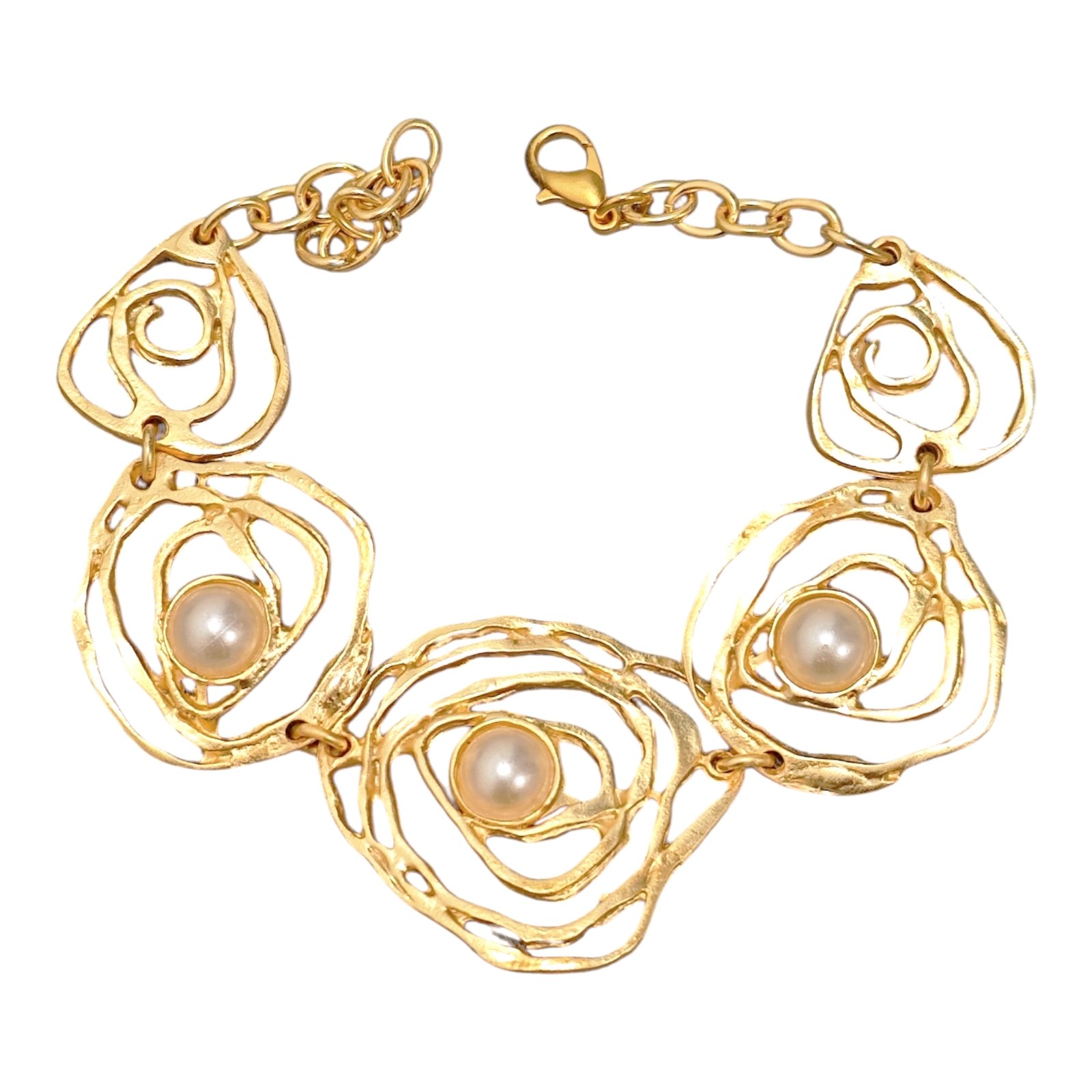 Bracelet Créateur \'Cléopatra\' blanc doré - 30 mm - [S1924]