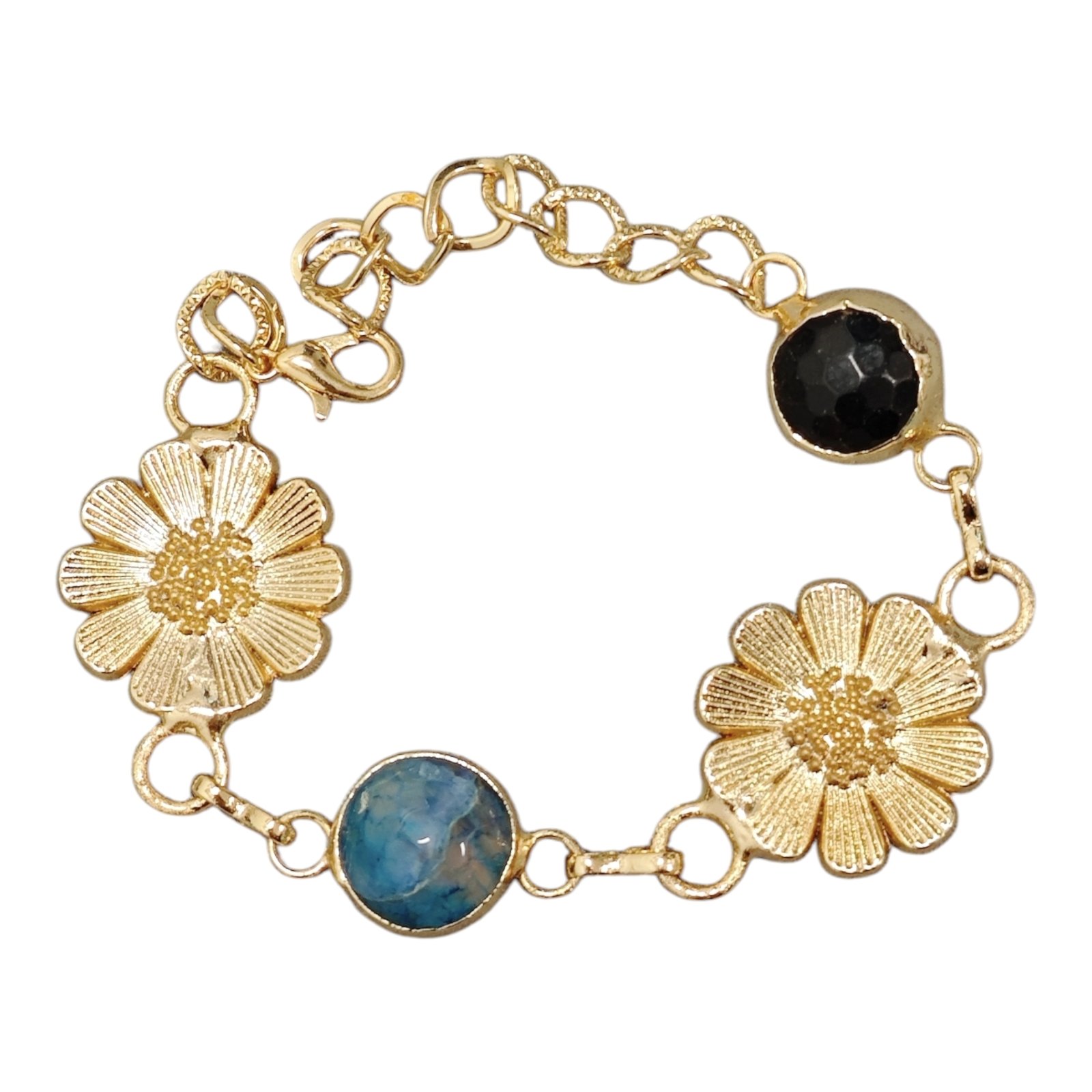 Bracelet Créateur \'Cléopatra\' bleu doré - 22 mm - [S1926]