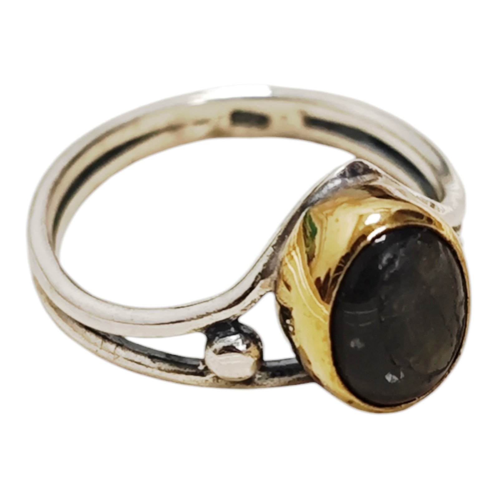 Bague argent \'Lyrielle\' labradorite argenté - 10x8 mm - [S1938]