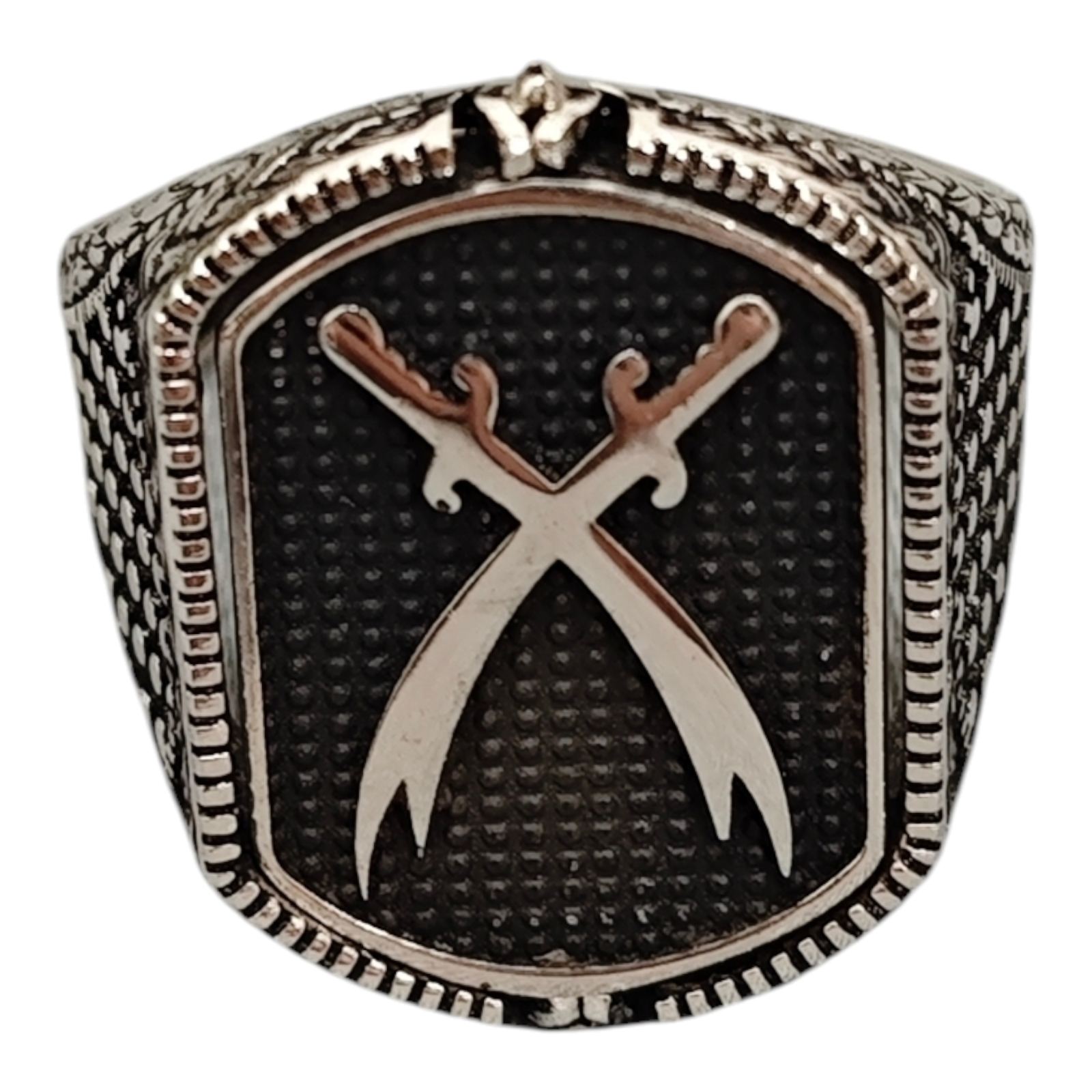 Bague Homme Argent \'Thorgal\' argenté vieilli - 23x18 mm - [S1944]