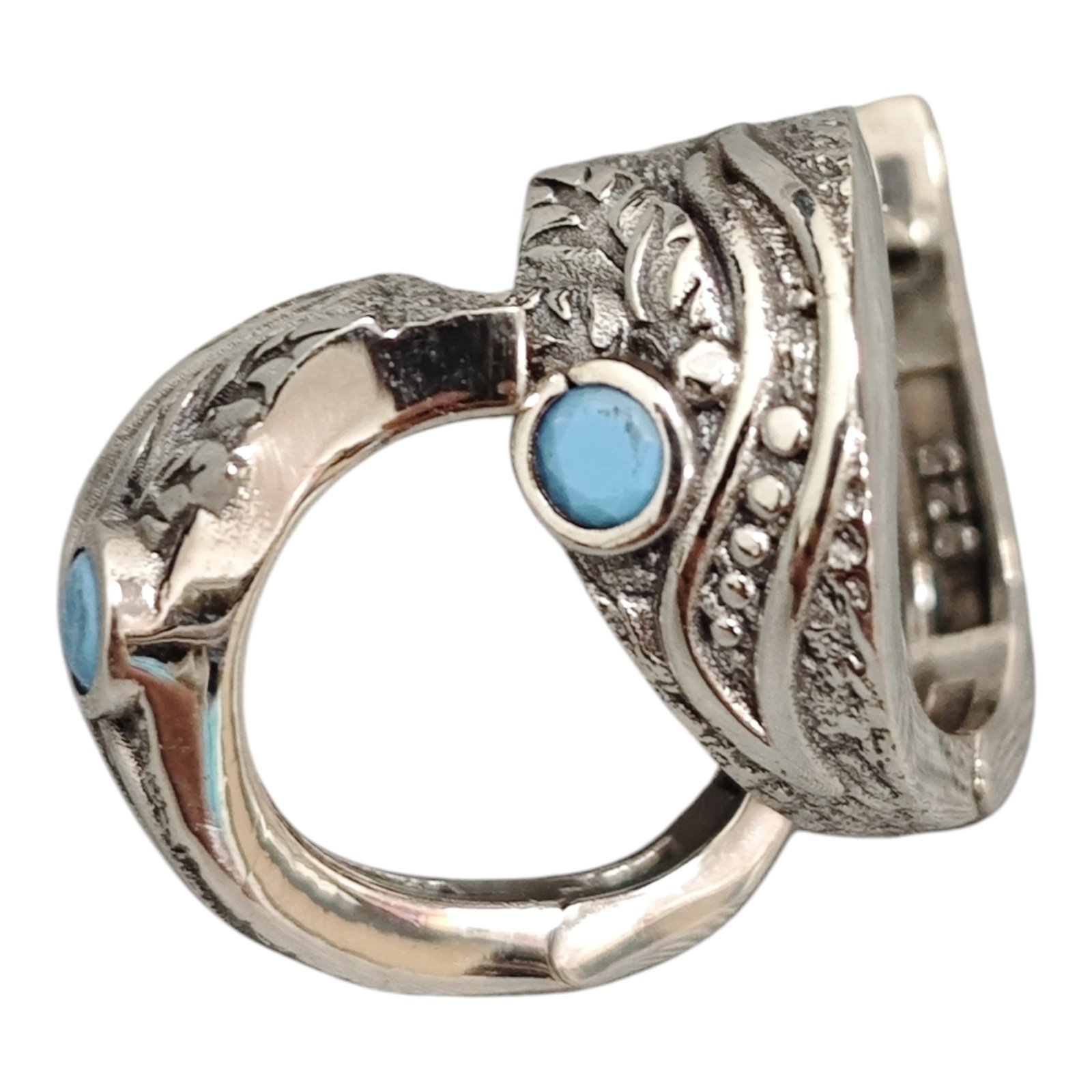 Demi-créoles Argent \'Lyrielle\' turquoise argenté - 15x8 mm - [S1951]