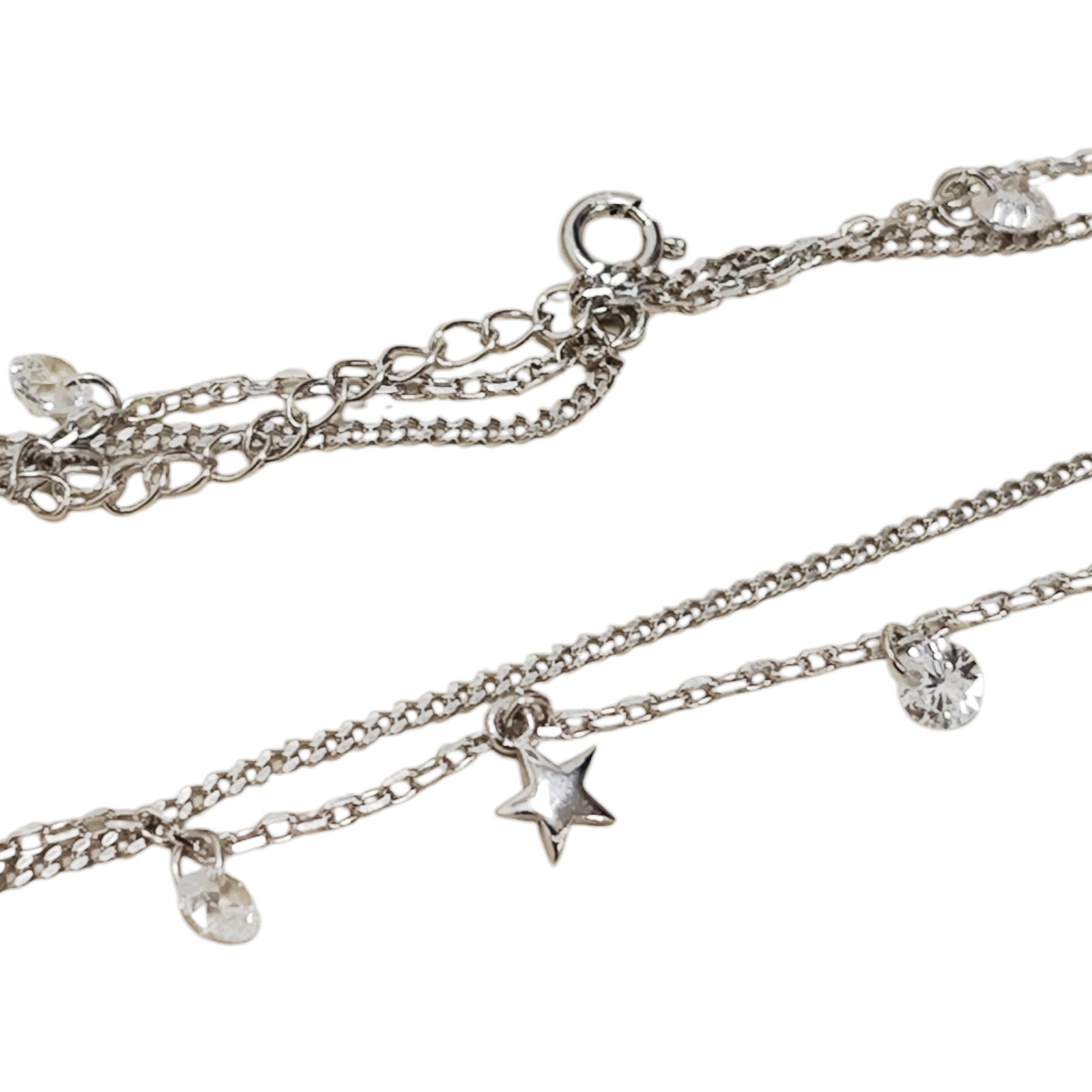 Chaine Cheville Argent \'Cléopatra\' blanc argenté - 5 mm (étoiles) - [S1957]