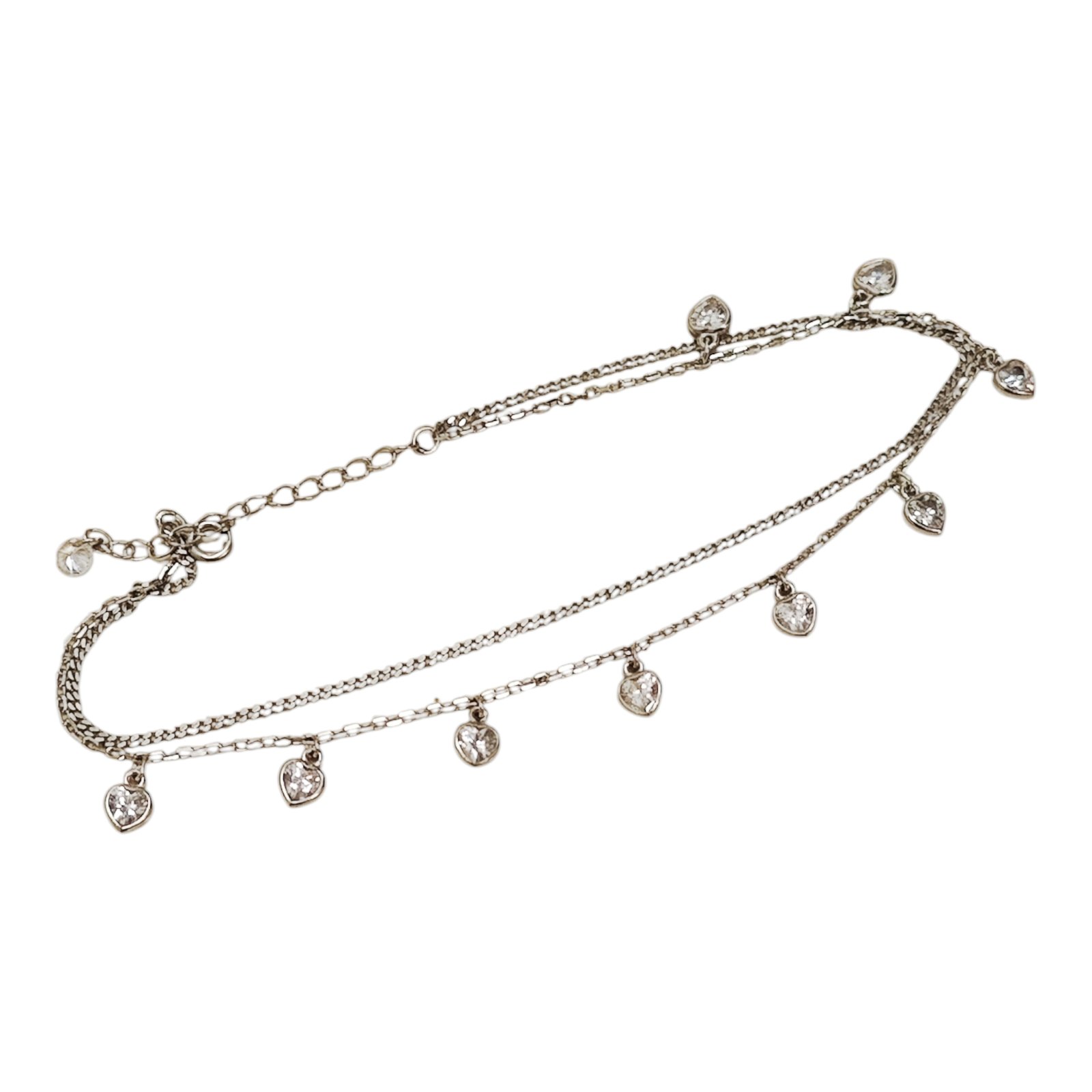 Chaine Cheville Argent \'Cléopatra\' blanc argenté - 5 mm (coeurs) - [S1958]