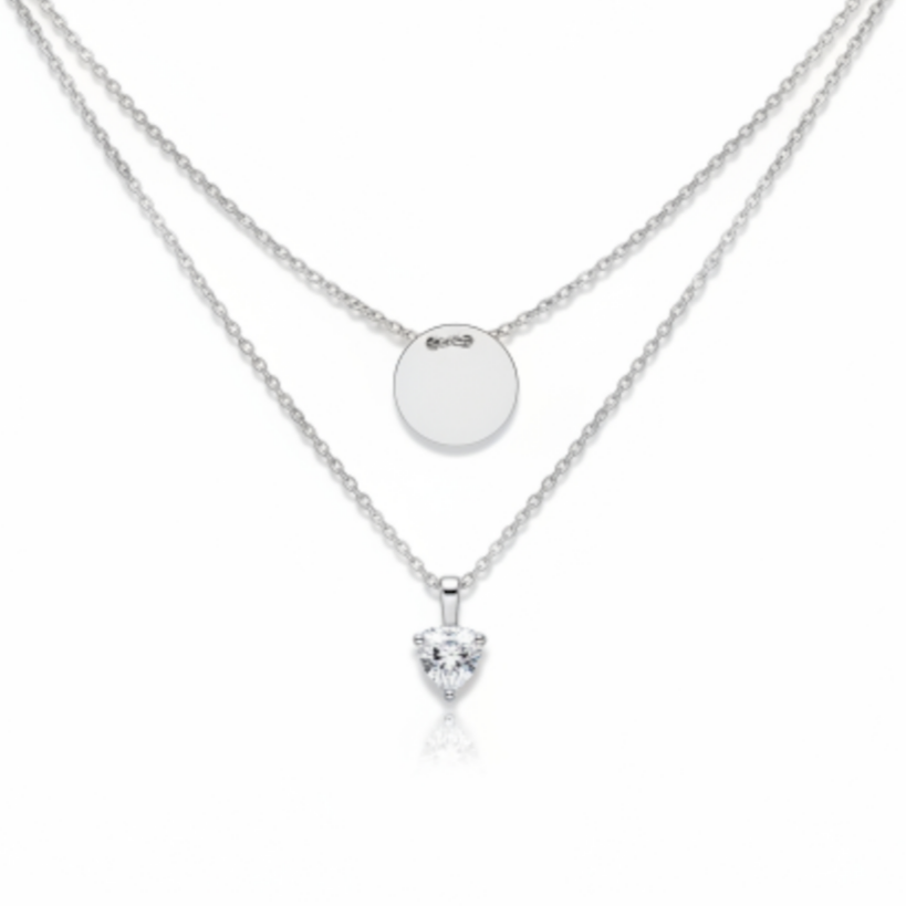 Collier Argent double \'Identité\' argenté (rhodié) - 12 mm (identité) - [S1960]