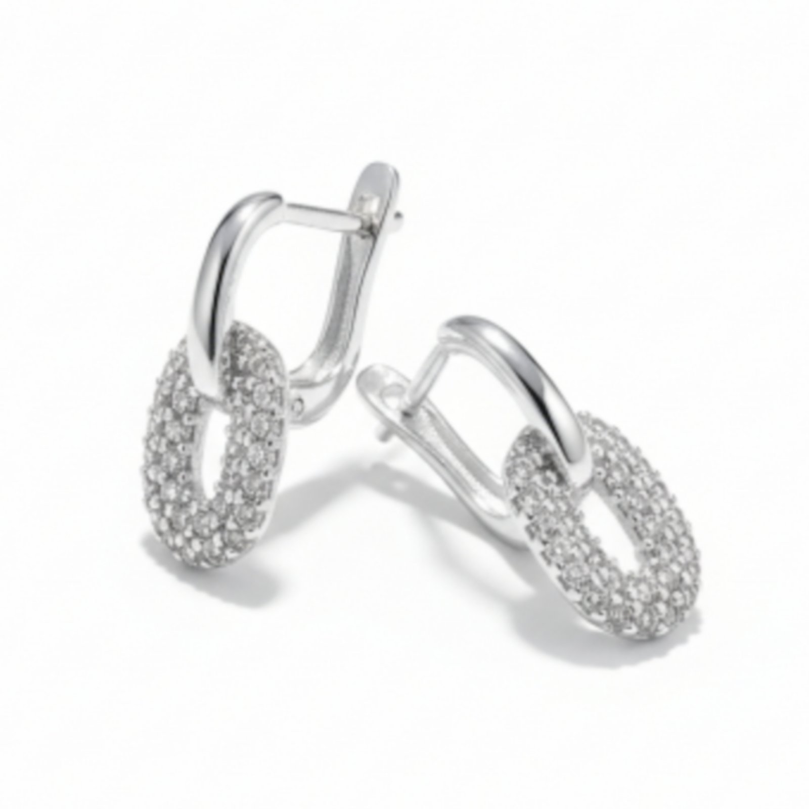 Boucles Argent \'Arégonde\' blanc argenté - 10x8 mm - [S1974]