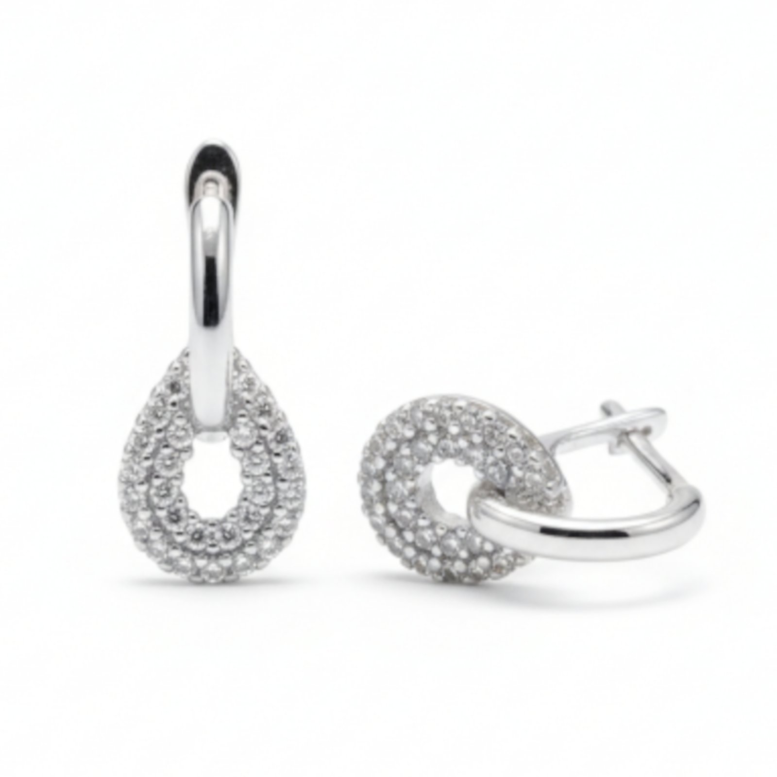 Boucles Argent \'Arégonde\' blanc argenté - 10x8 mm - [S1975]