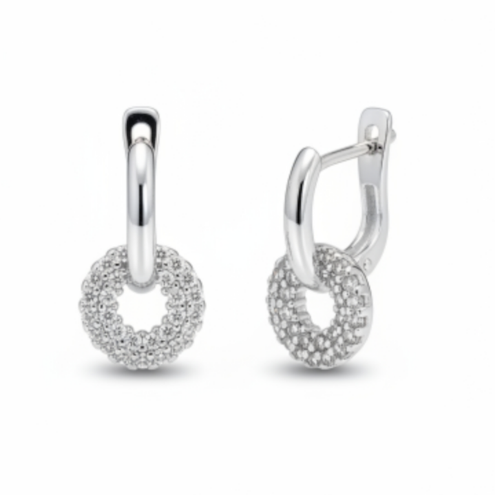 Boucles Argent \'Arégonde\' blanc argenté - 9 mm - [S1976]
