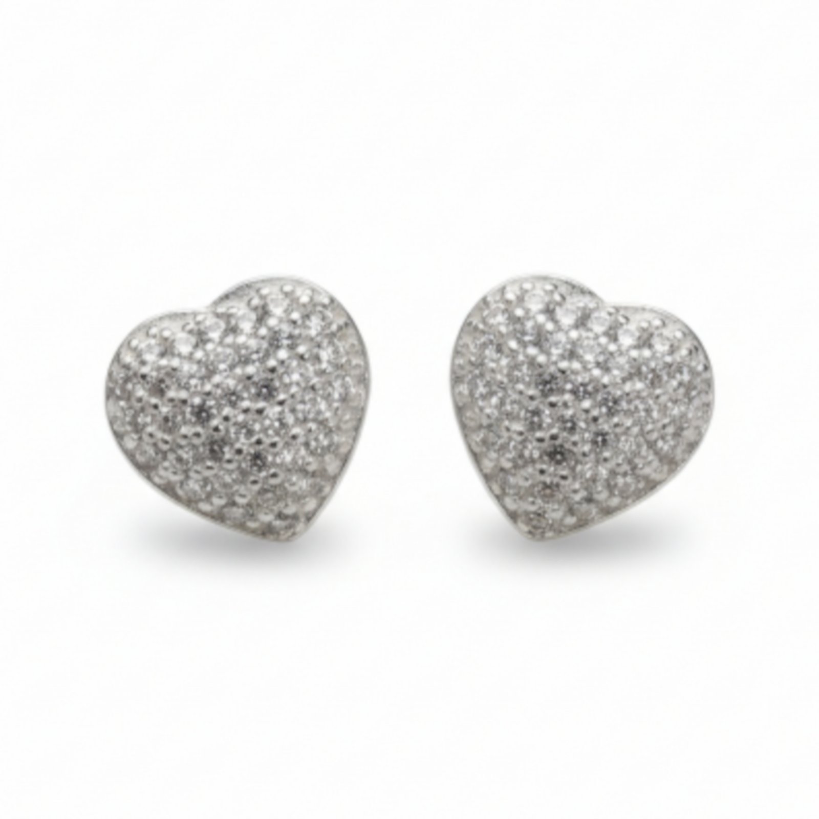 Boucles Argent \'Arégonde\' blanc argenté - 10x9 mm (coeur) - [S1980]