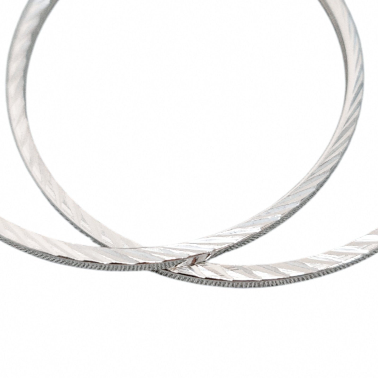 Créoles Argent \'Chorégraphie\' argenté  - 50x2 mm (diamantées) - [S1991]