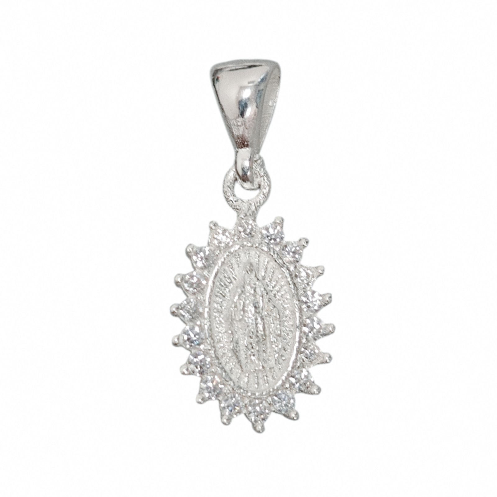 Pendentif Argent \'Vierge Marie\' blanc argenté - 15x10 mm - [S1992]
