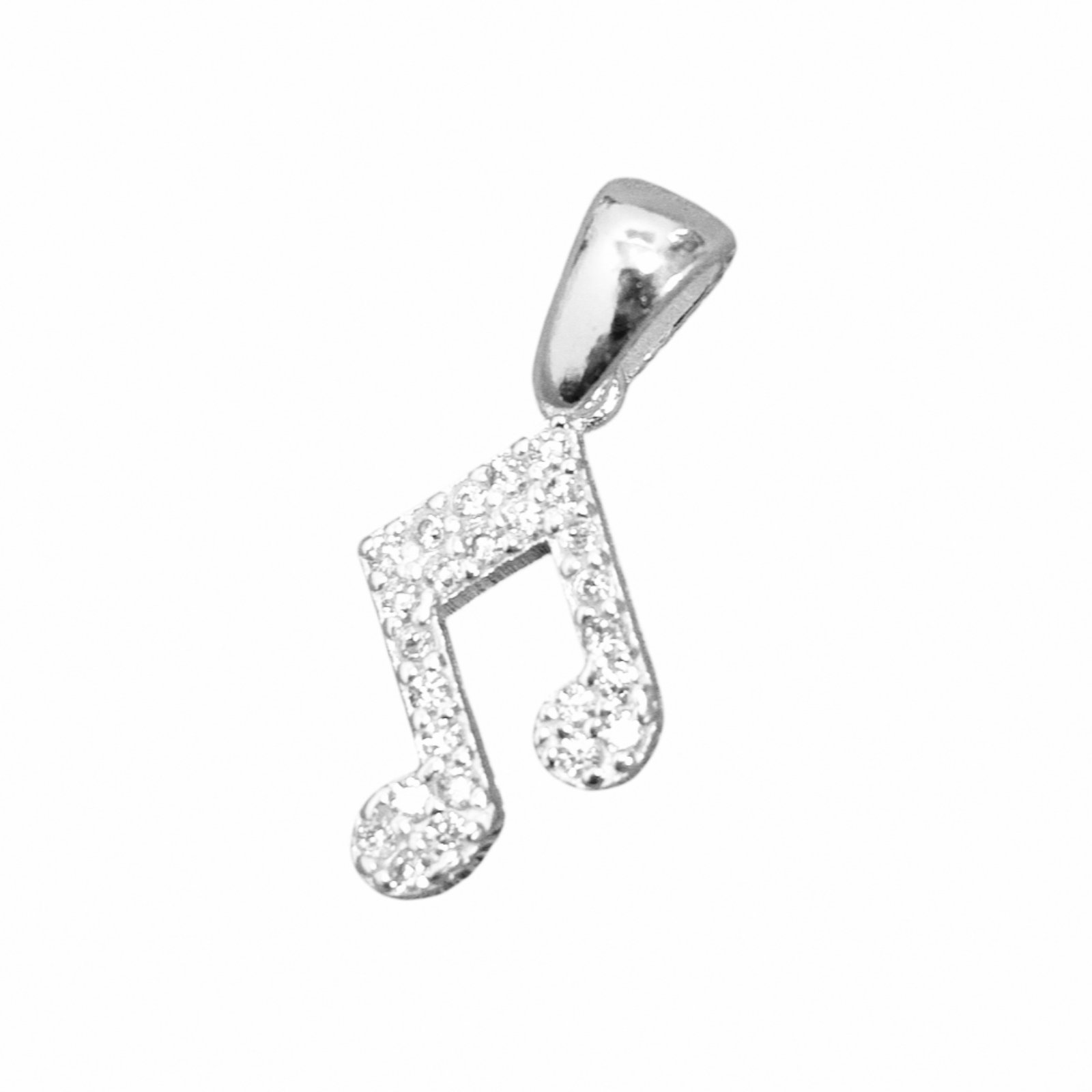 Pendentif Argent \'Double Croche\' blanc argenté - 9x8 mm - [S1997]
