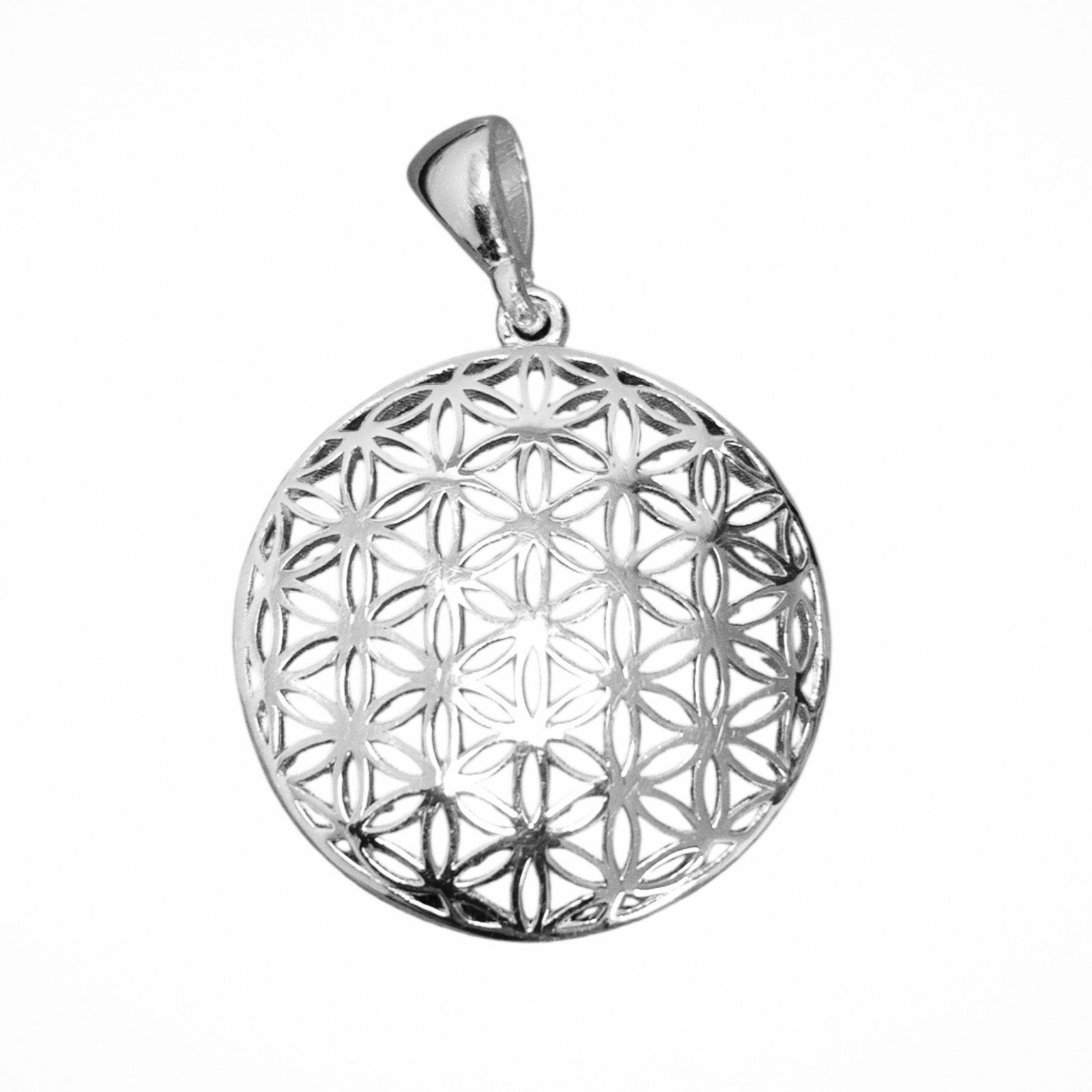 Pendentif Argent artisanal \'Fleur de Vie\' argenté - 22 mm - [S2000]