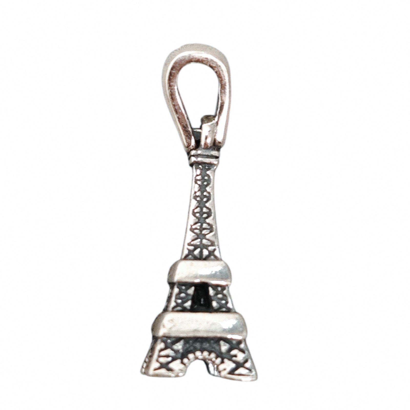 Pendentif Argent \'Tour Eiffel\' argenté vieilli - 16x7 mm - [S2003]