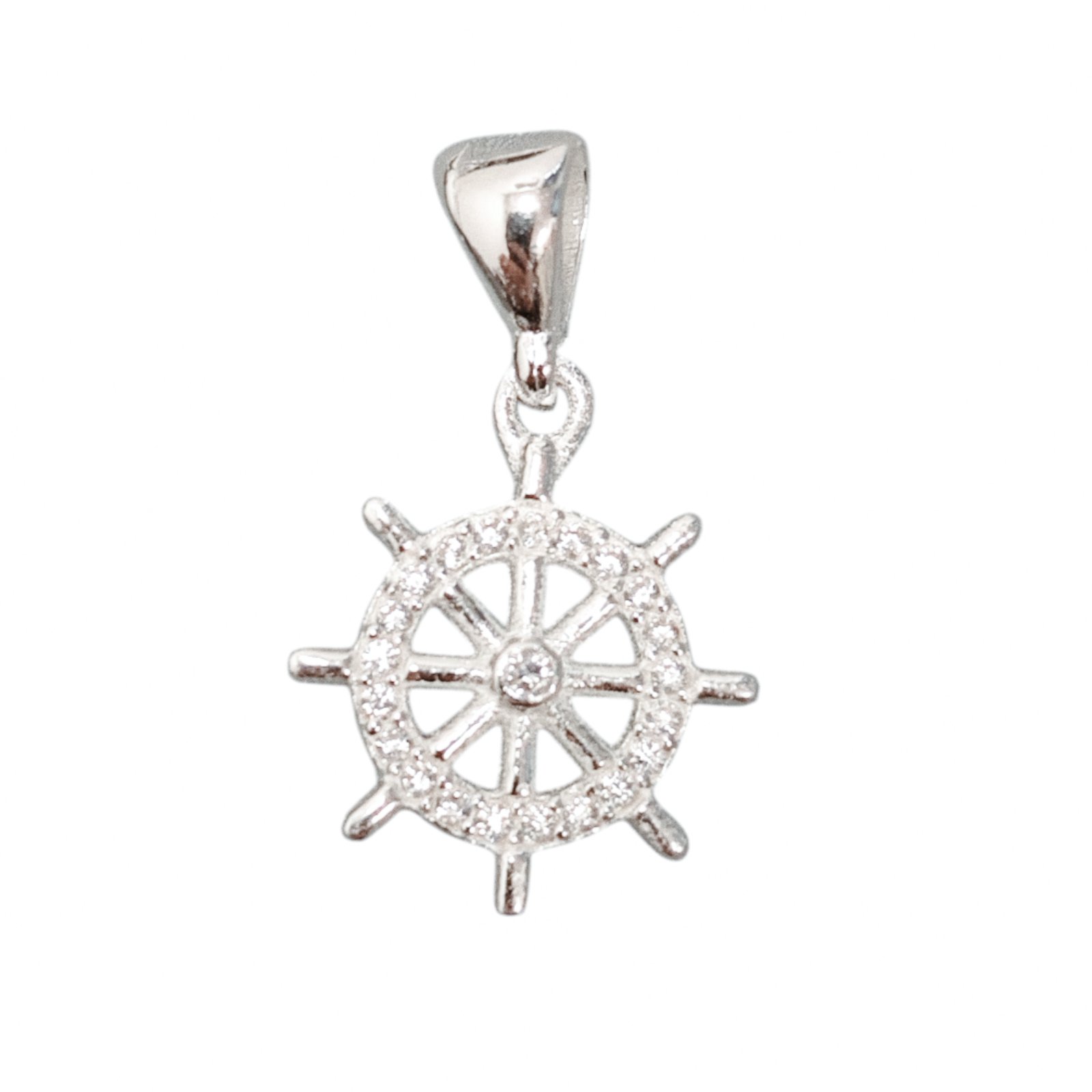 Pendentif argent \'Monde Marin\' blanc argenté (rhodié) - 14 mm - [S2004]