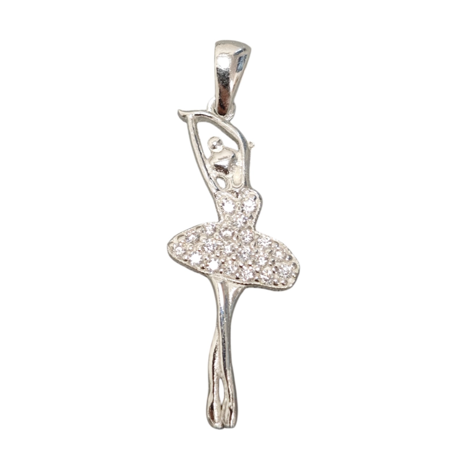 Pendentif Argent \'Ballerine\' blanc argenté - 26x12 mm - [S2005]