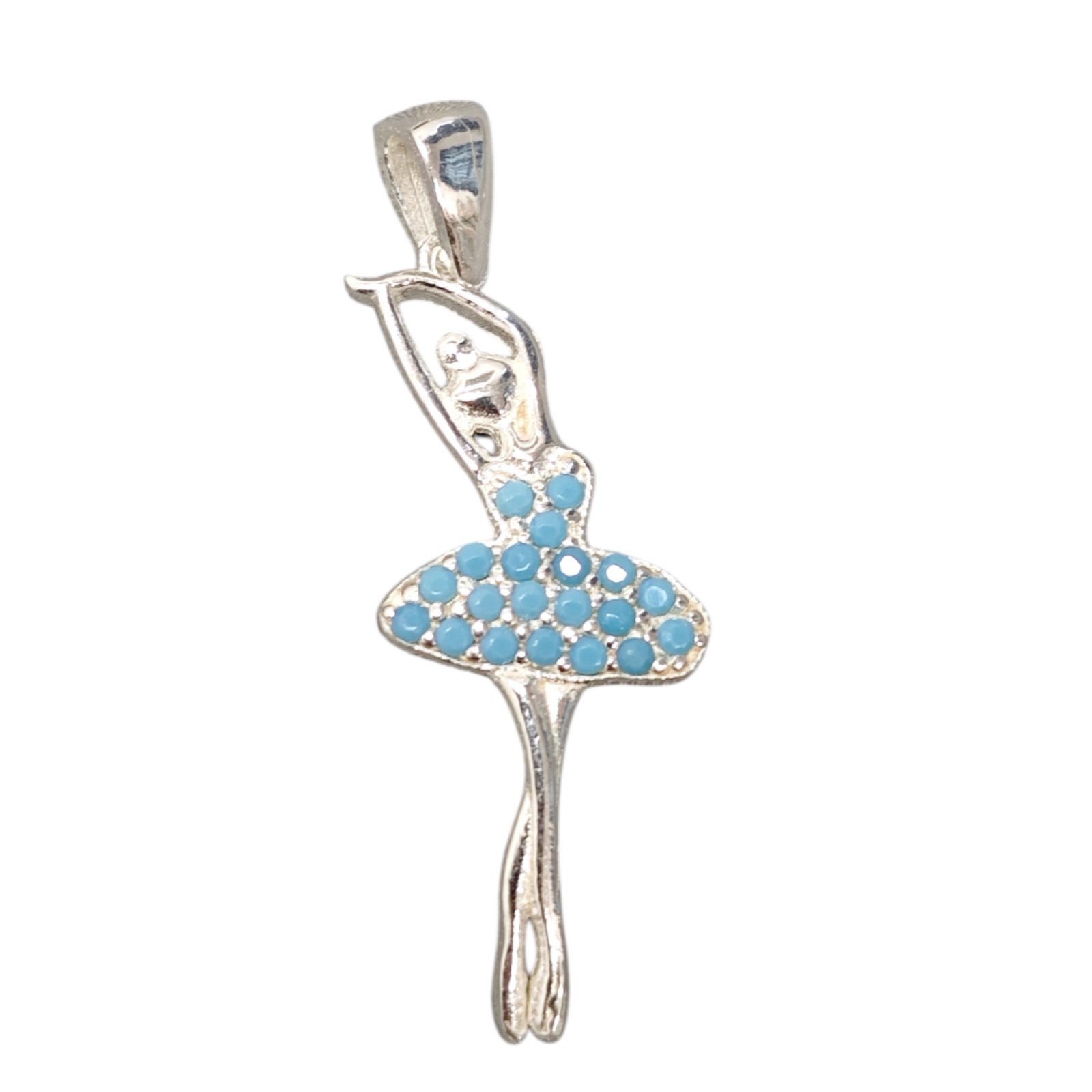 Pendentif Argent \'Ballerine\' turquoise argenté - 26x12 mm - [S2006]