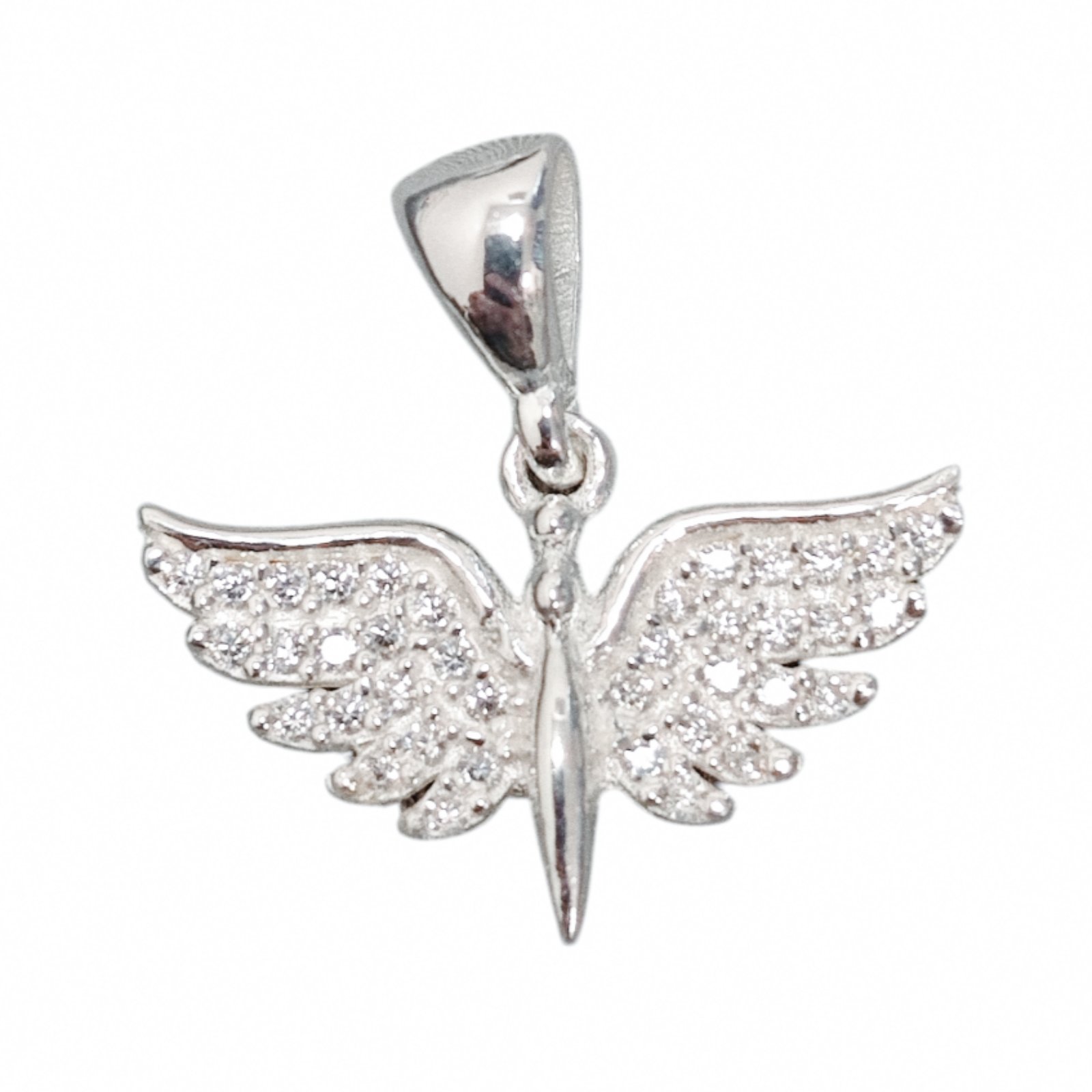 Pendentif Argent \'Ange Gardien\' blanc argenté - 20x10 mm - [S2007]