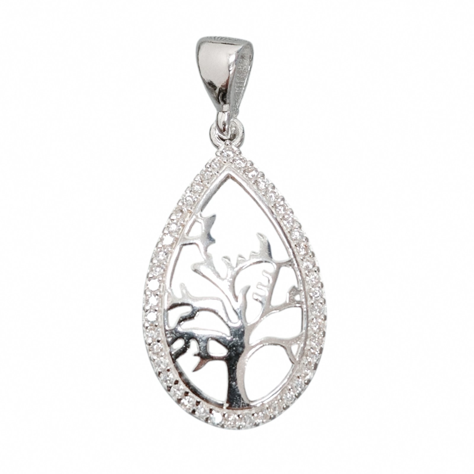 Pendentif Argent \'Arbre de Vie\' blanc argenté - 22x15 mm - [S2008]