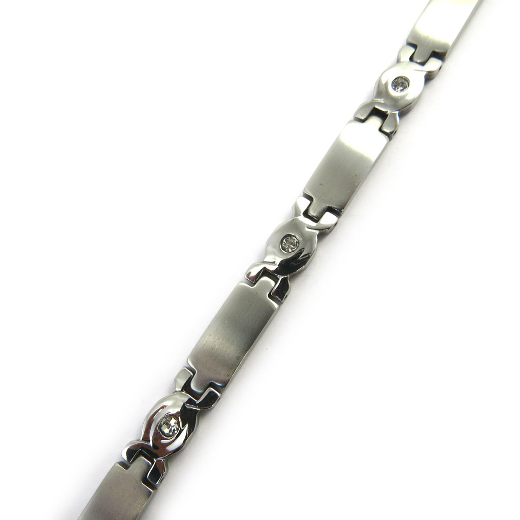 Bracelet créateur \'Peaceful\' argenté - 21 cm 8 mm - [M1802]