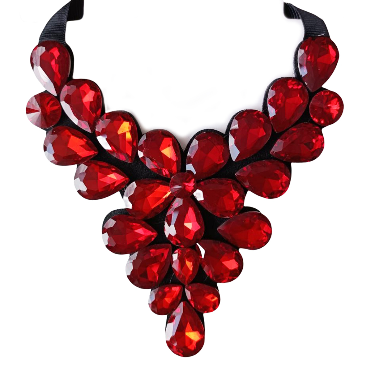 Collier Créateur \'Arégonde\' rouge - 14x14 cm - [R7357]