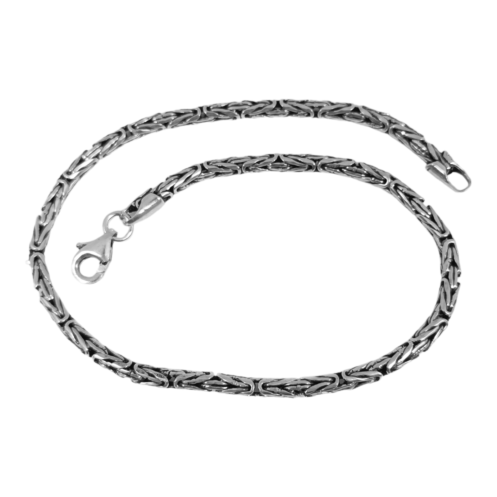 Bracelet Argent \'Maille Royale\' argenté vieilli - 21 cm 3 mm - [S0227]