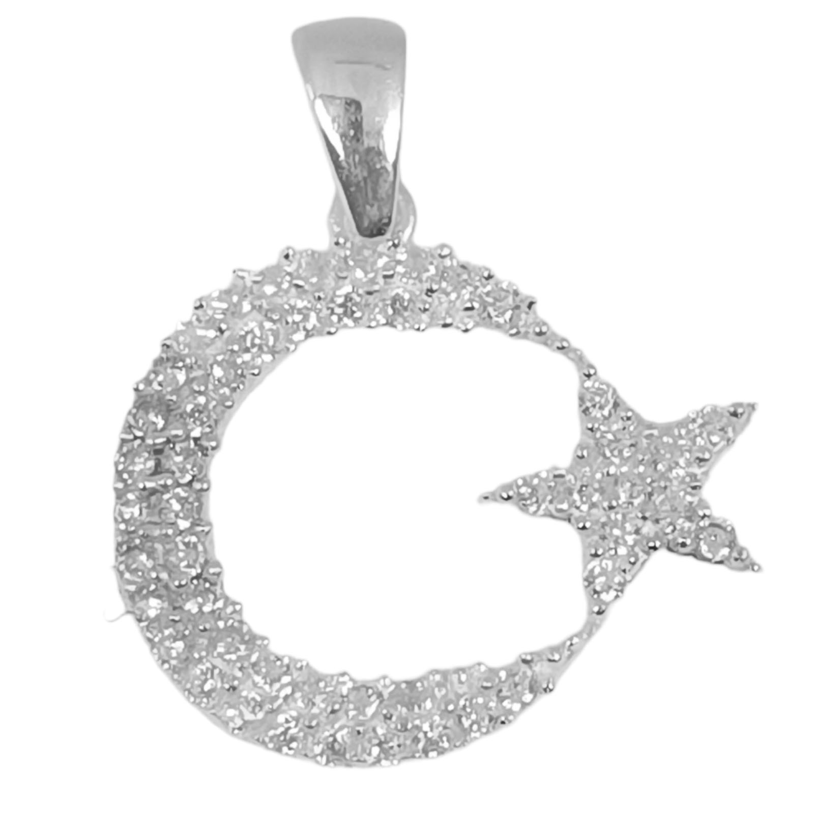 Pendentif Argent \'Islam\' blanc argenté - 17x14 mm - [S0325]