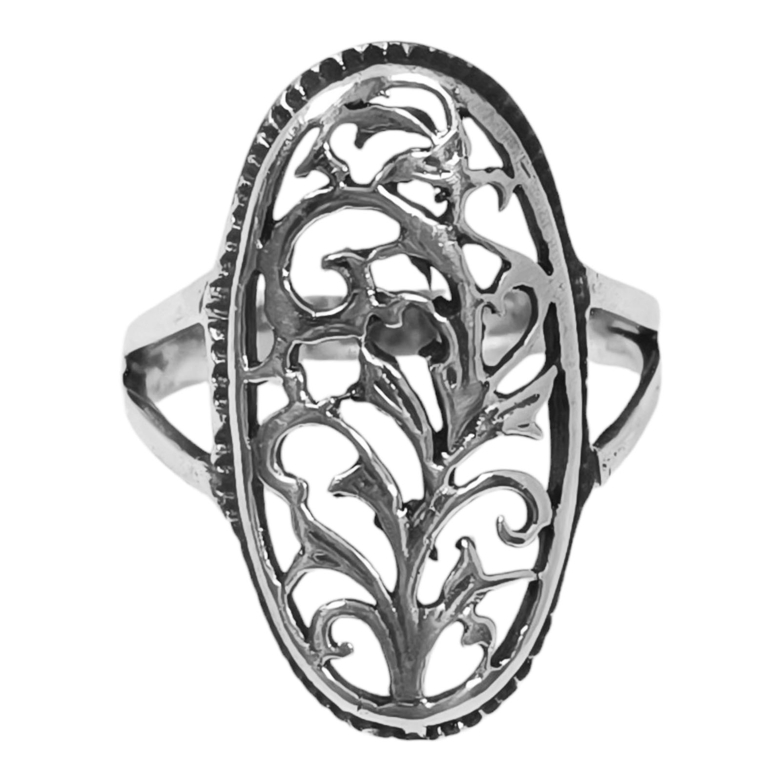 Bague Argent \'Cléopatra\' argenté vieilli - 24x13 mm - [S1067]