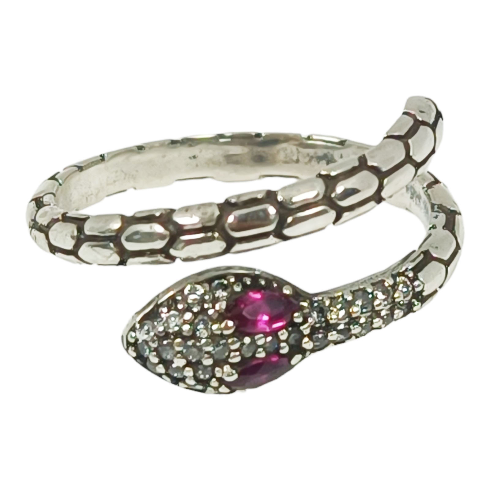 Bague Argent \'Serpents\' rose argenté vieilli - 8 mm - [S1078]