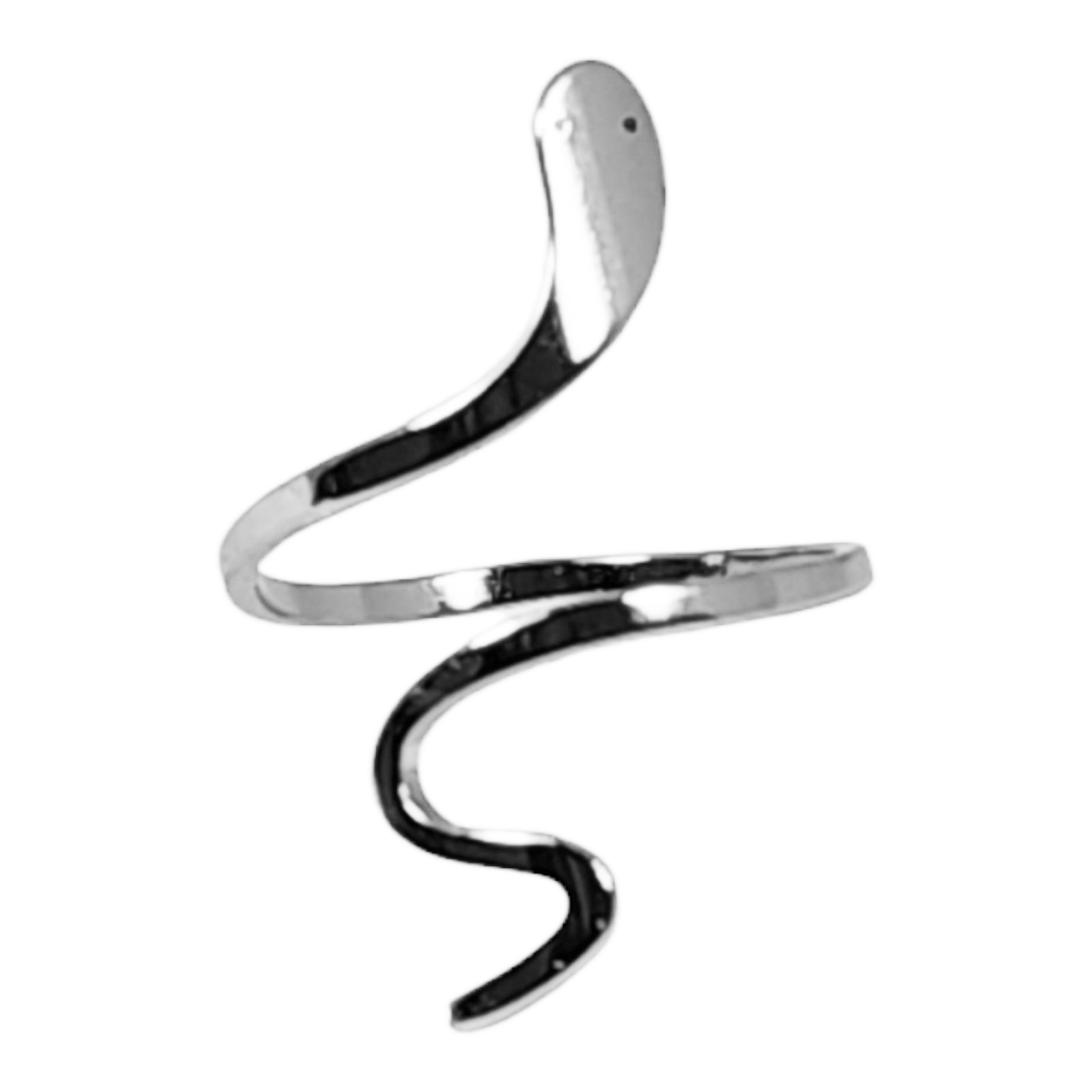 Bague acier \'Cléopatra\' argenté - 25 mm (serpent) - [S1303]