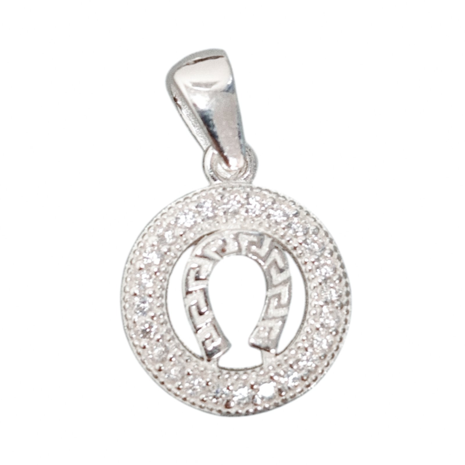 Pendentif Argent \'Fer à Cheval\' blanc argenté  - 12 mm - [S2009]