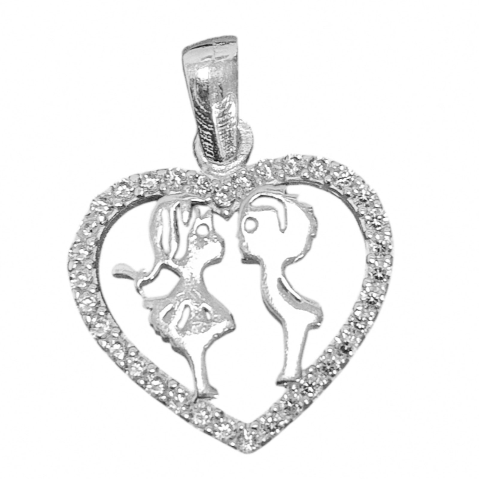 Pendentif Argent \'Love\' blanc argenté - 18x16 mm - [S2010]