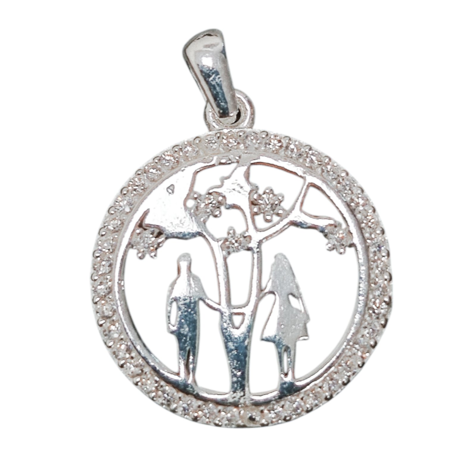 Pendentif Argent \'Love\' blanc argenté - 20 mm - [S2011]