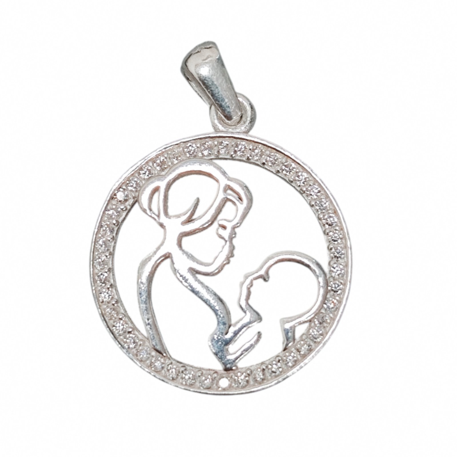 Pendentif Argent \'Love\' blanc argenté - 20 mm - [S2012]