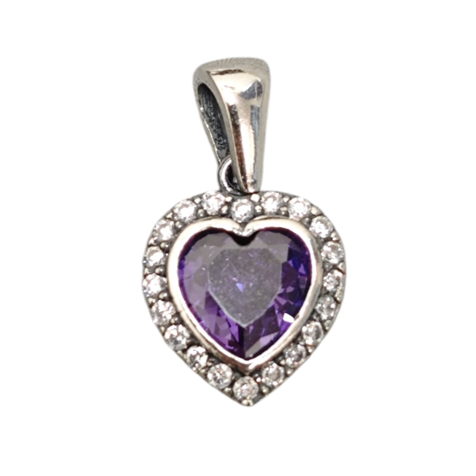 Pendentif Argent \'Arégonde\' violet améthyste argenté rhodié - 11x11 mm (love, cœur) - [S2016]