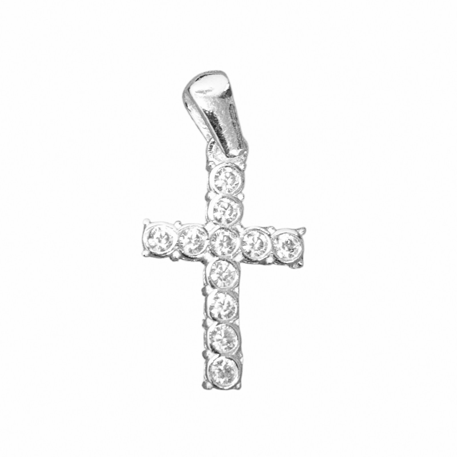 Pendentif argent \'Croix\' blanc argenté - 15x11 mm - [S2017]