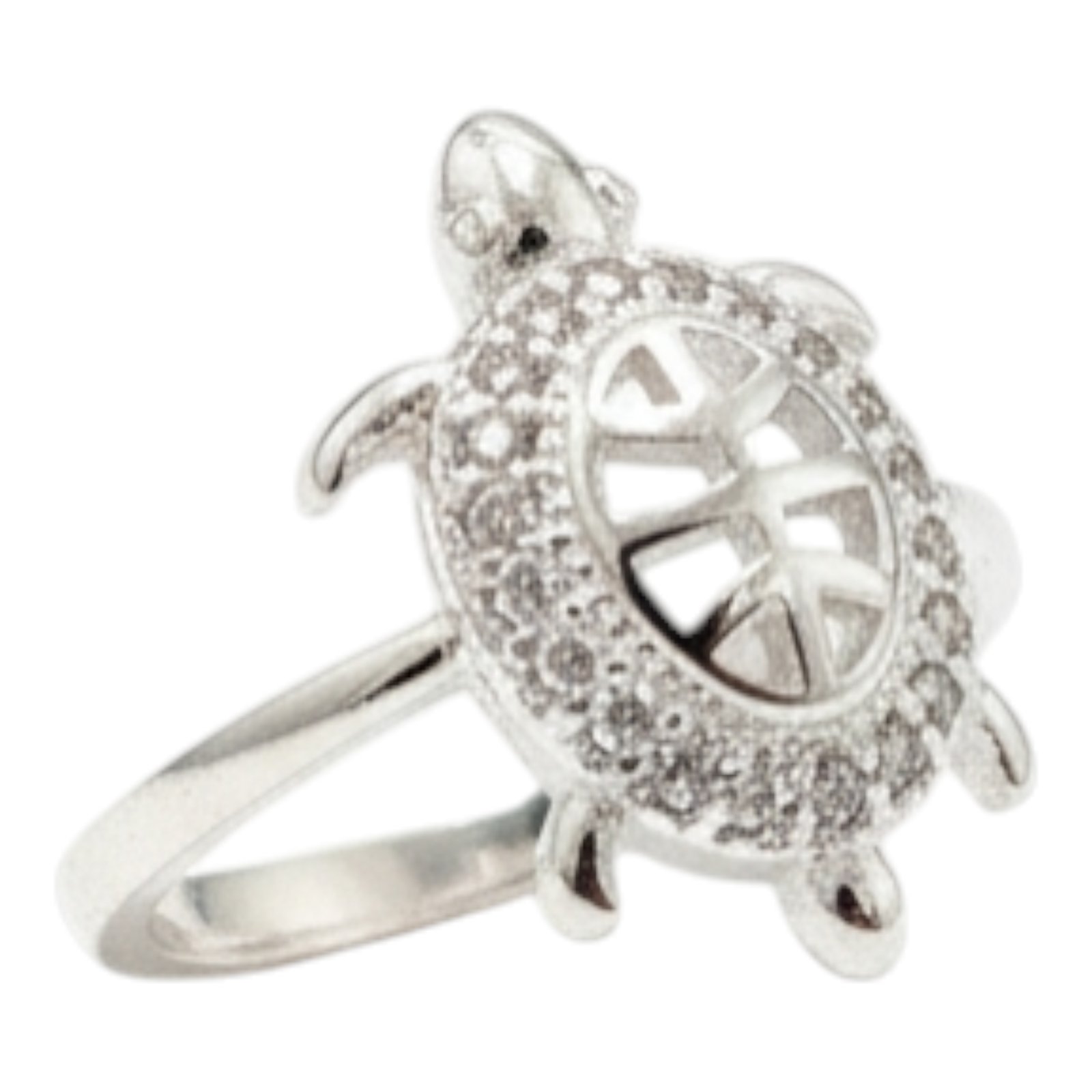 Bague argent \'Tortue\' blanc argenté - 15x10 mm - [S2026]