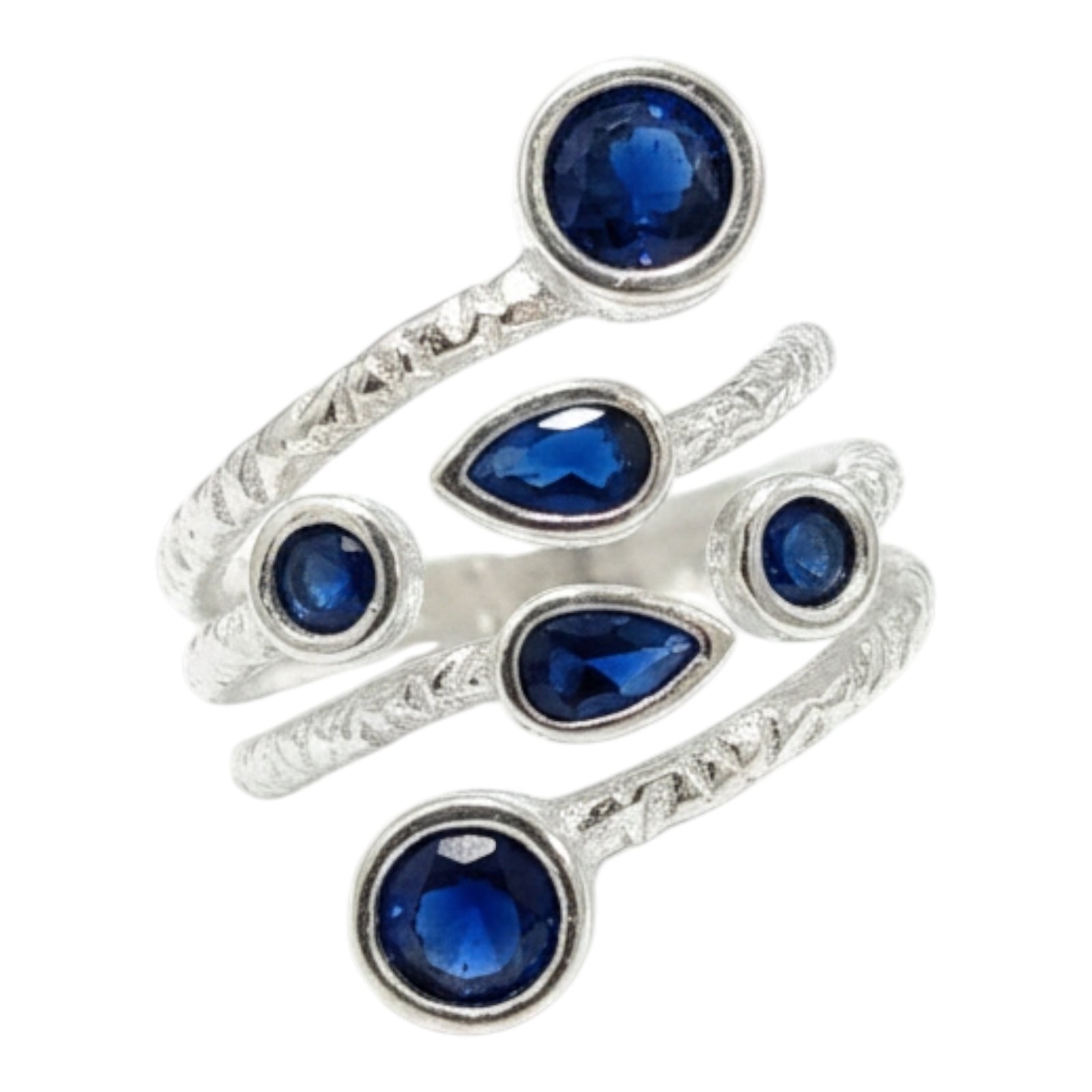 Bague Argent \'Arégonde\' bleu argenté  - 25 mm - [S2028]