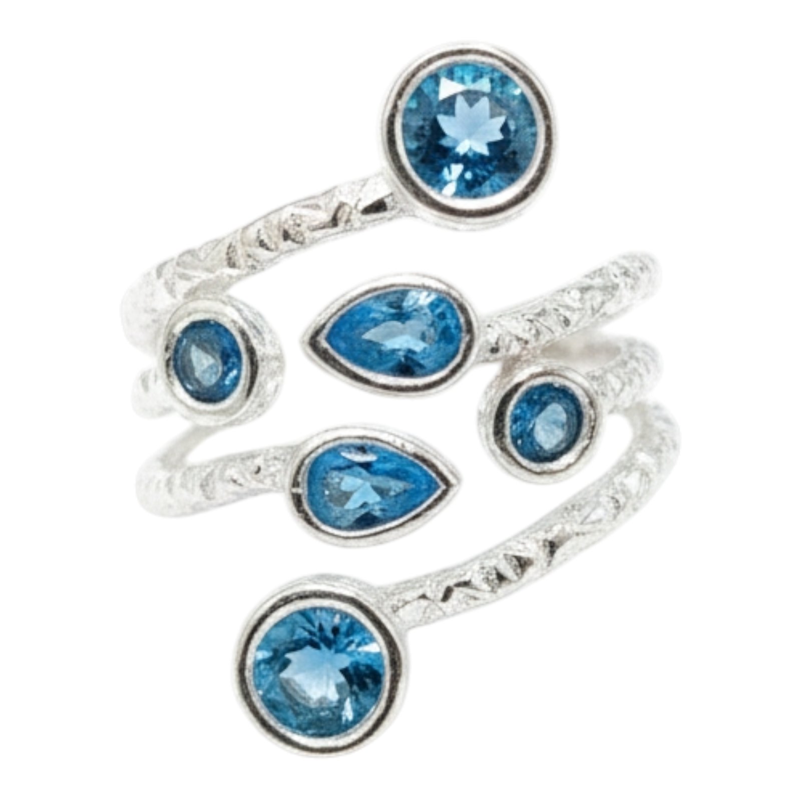 Bague Argent \'Arégonde\' bleu argenté  - 25 mm - [S2029]