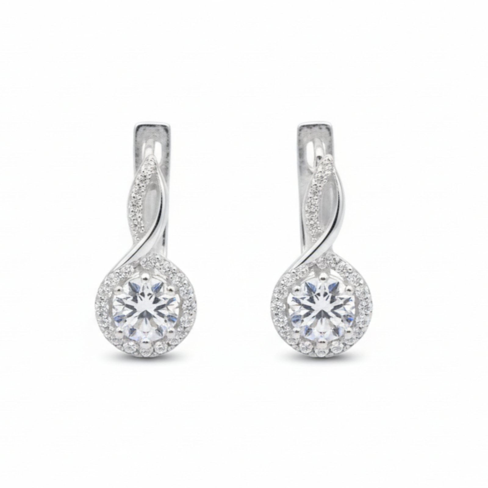 Boucles dormeuses argent \'Arégonde\' blanc argenté - 18x8 mm  - [S2033]