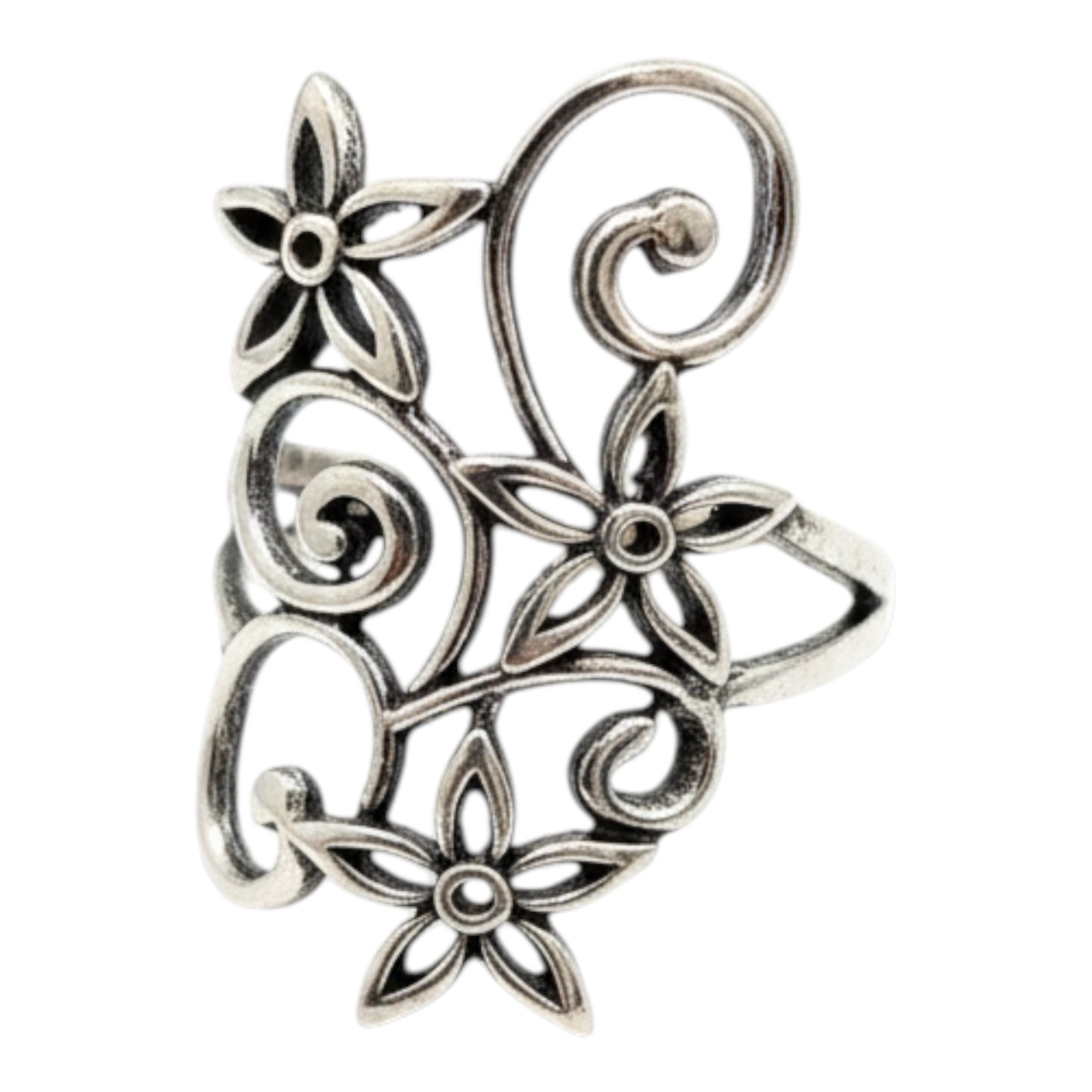 Bague Argent \'Cléopatra\' argenté vieilli - 28x20 mm - [S2034]