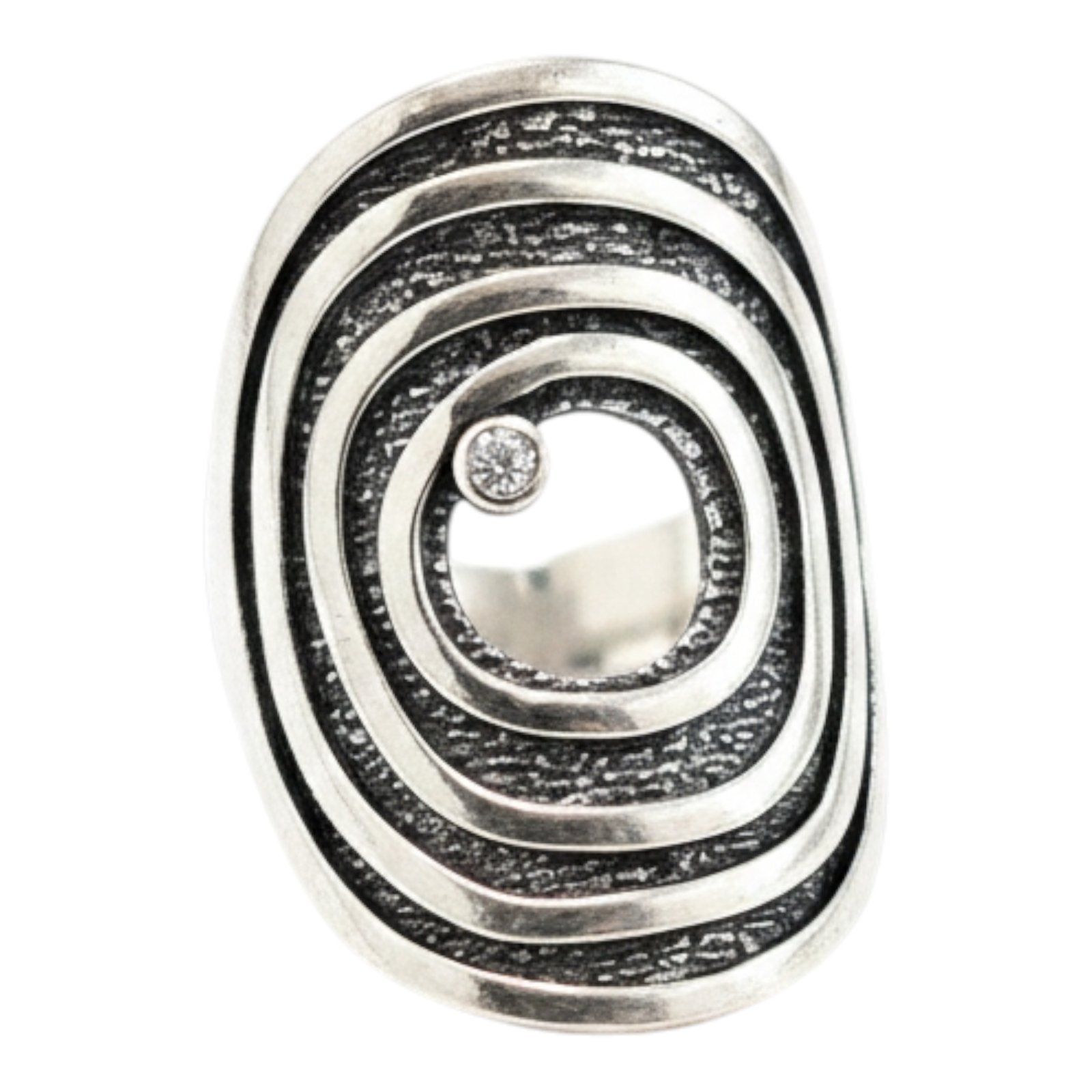 Bague Argent \'Cléopatra\' argenté vieilli - 30x20 mm (ajustable) - [S2035]
