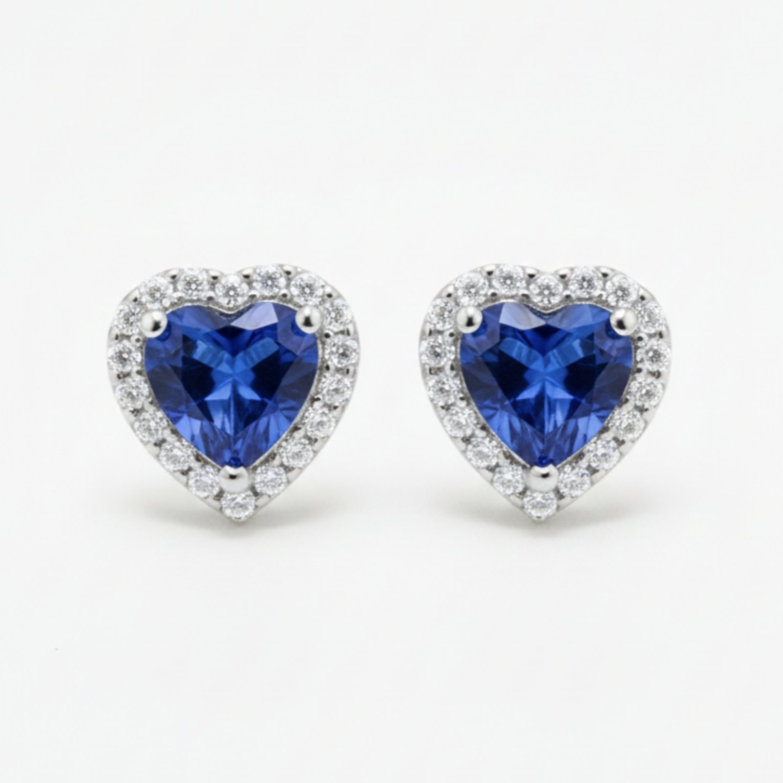 Boucles Argent \'Love\' bleu blanc argenté - 9x9 mm - [S2037]