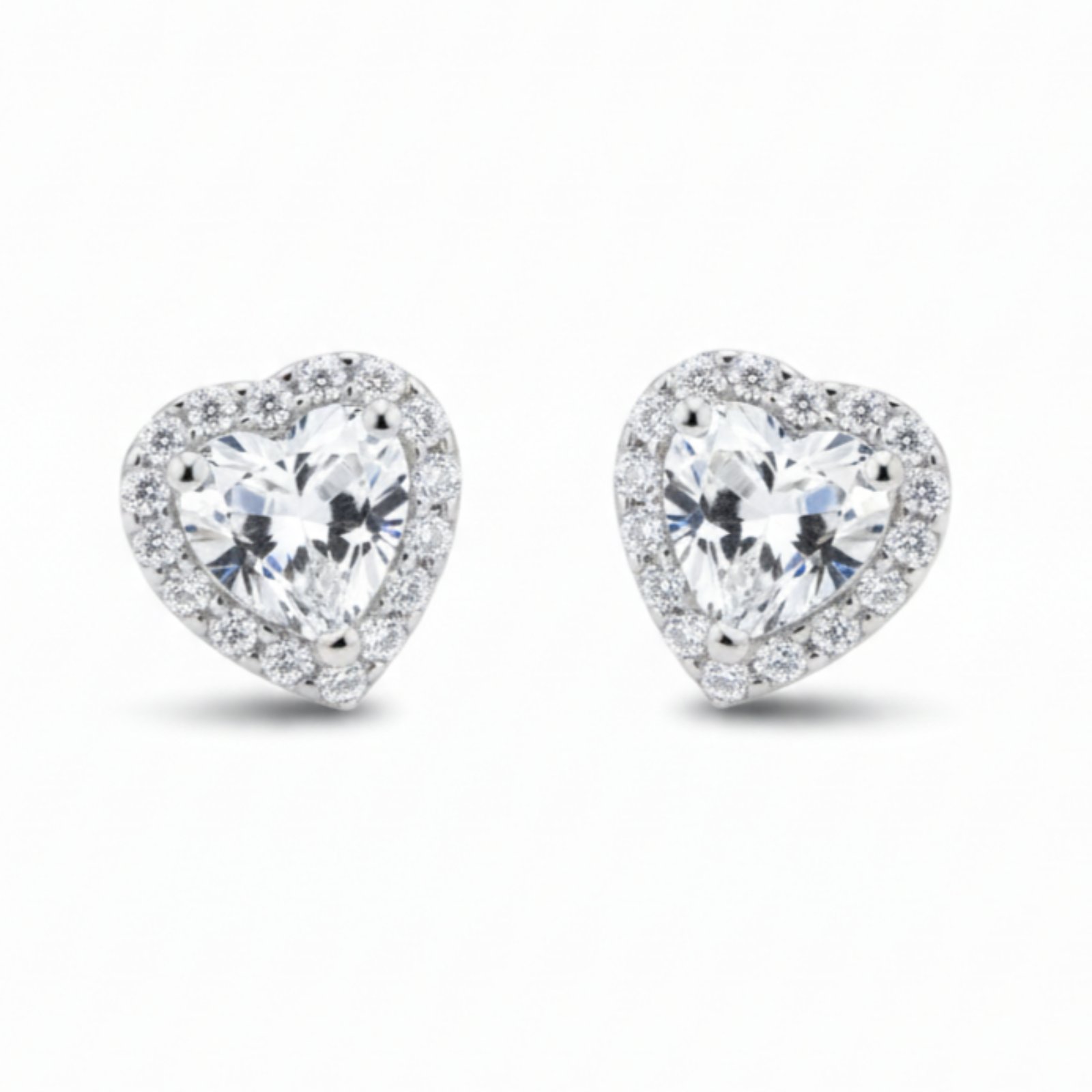 Boucles Argent \'Love\' blanc argenté - 9x9 mm - [S2039]