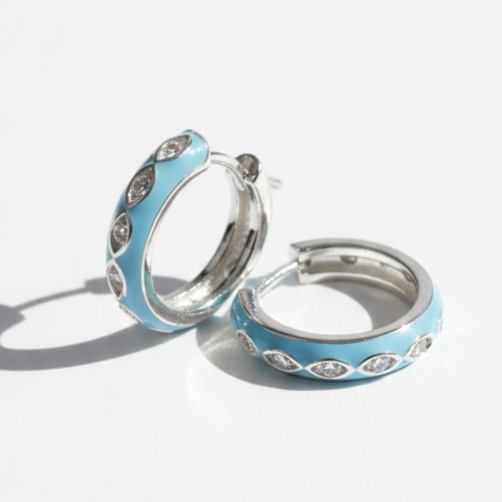Boucles argent \'Cléopatra\' turquoise - 20x4 mm - [S2040]