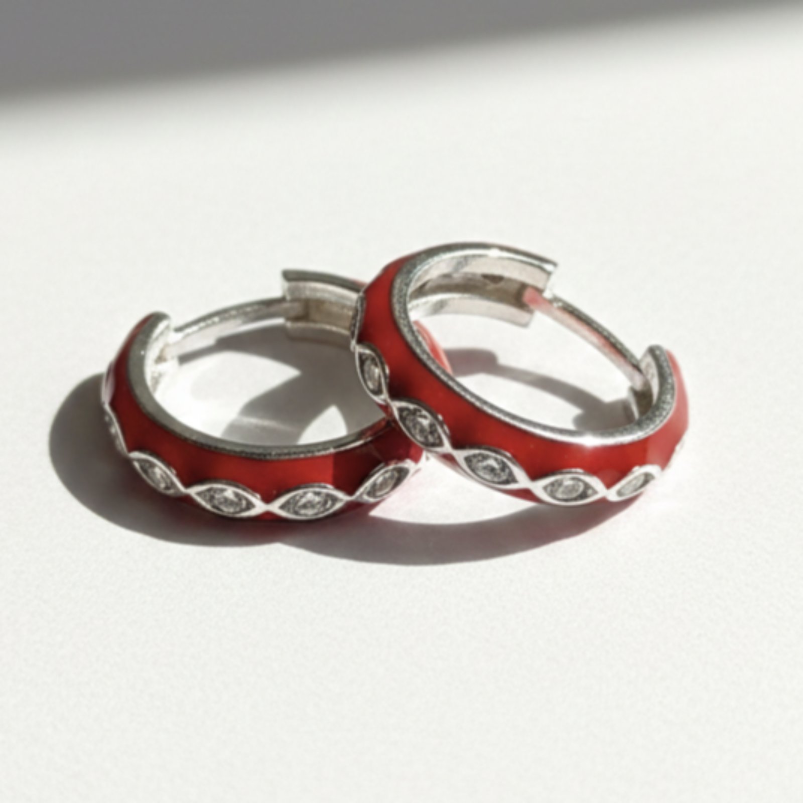 Boucles argent \'Cléopatra\' rouge - 20x4 mm - [S2041]