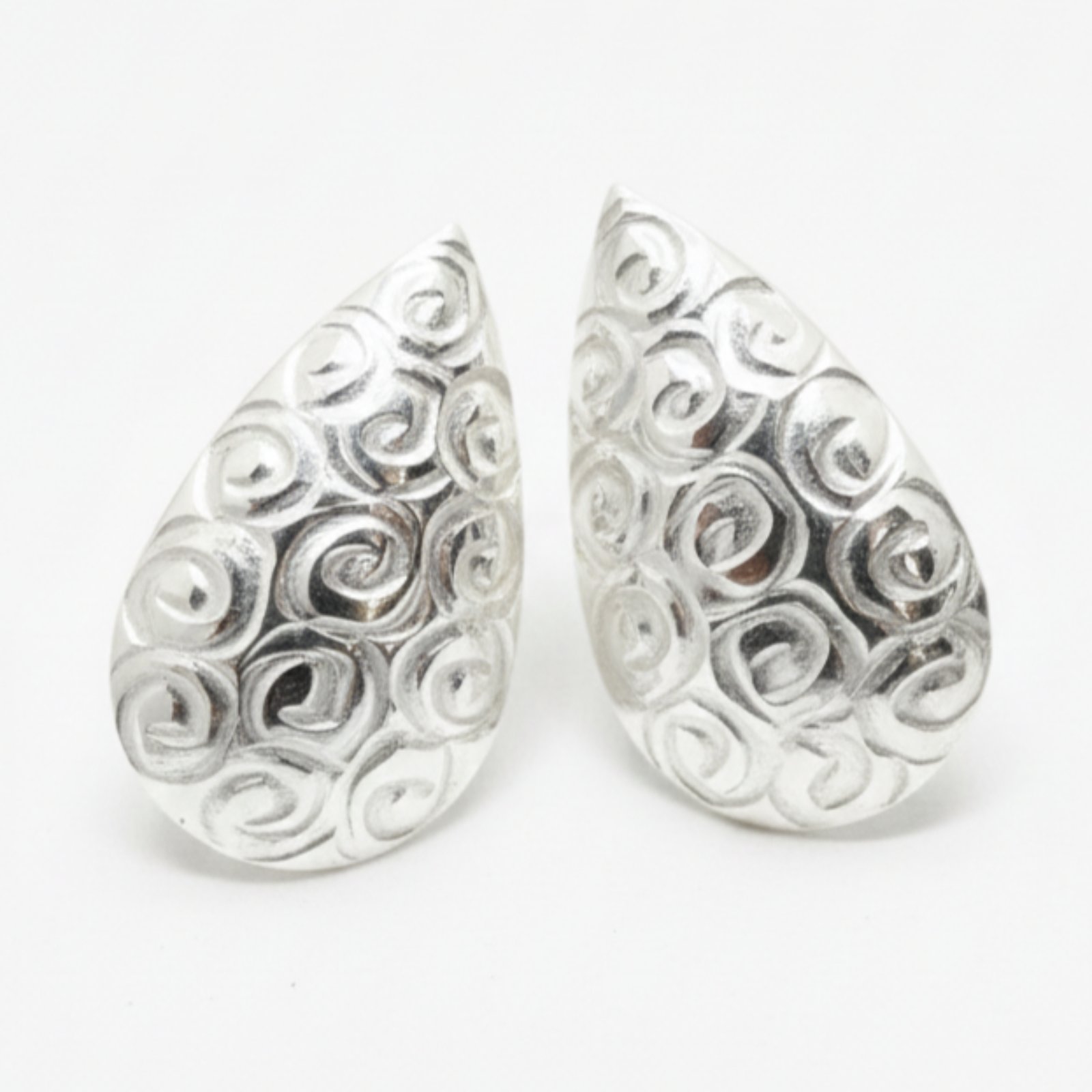 Boucles Argent \'Cleopatra\' argenté  - 24x15 mm - [S2043]