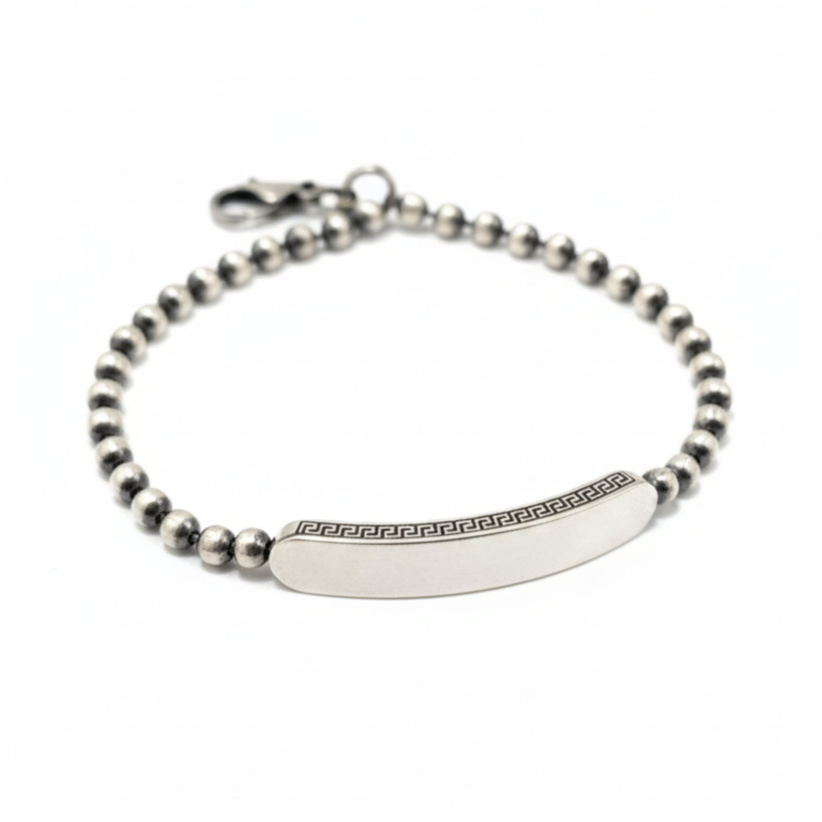 Gourmette argent  \'Identité \' argenté vieilli - 20 cm 8 mm - [S2044]