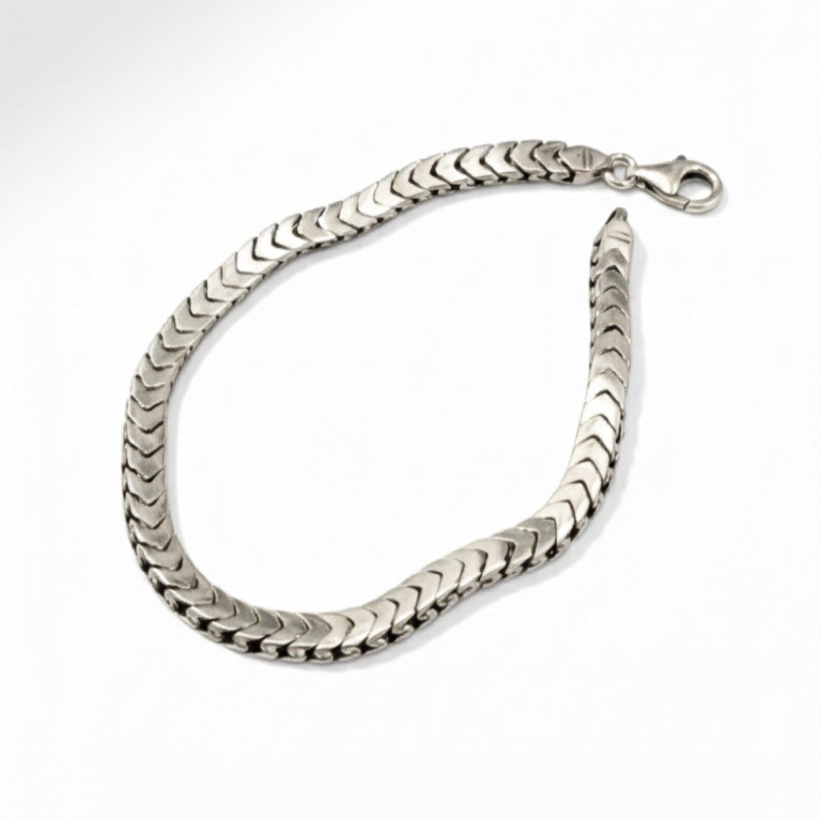 Bracelet argent \'Thorgal\' argenté vieilli - 21 cm 5 mm - [S2045]